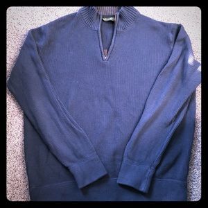 Navy Half Zip  Long Sleeve Sweater/ Pull Over